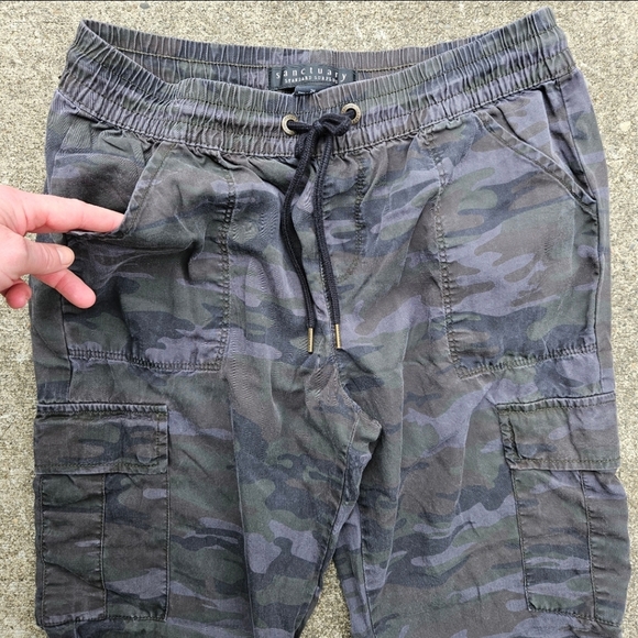 Sanctuary Blue Gray Camo Cargo Jogger Jumpsuit Casual Pants Women's Size 26 - Picture 4 of 14